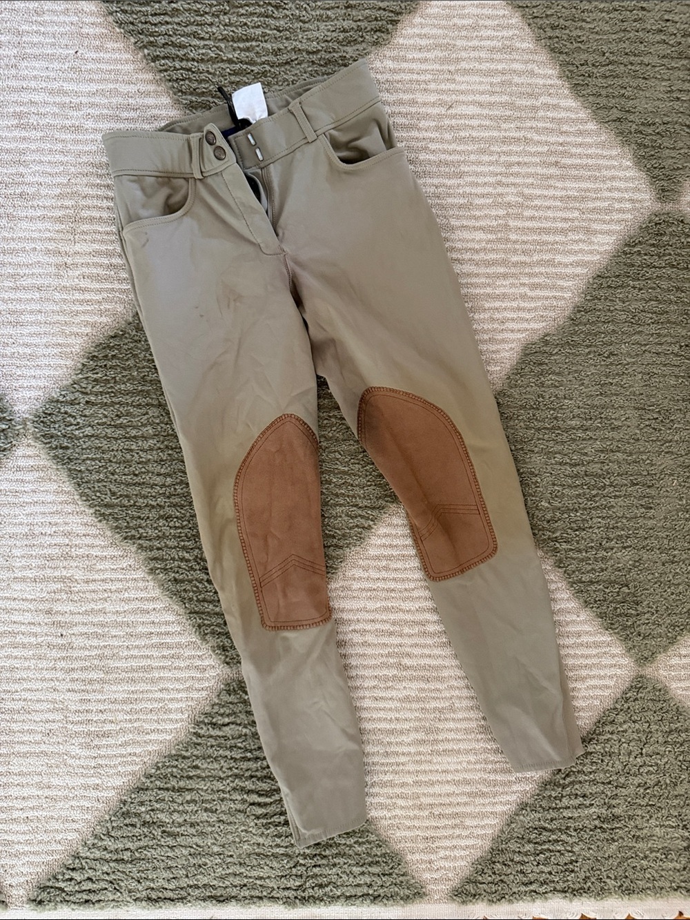 Women’s Tan Riding Breeches with Brown Knee Patches